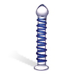 Glas - Blue Spiral sklenené dildo